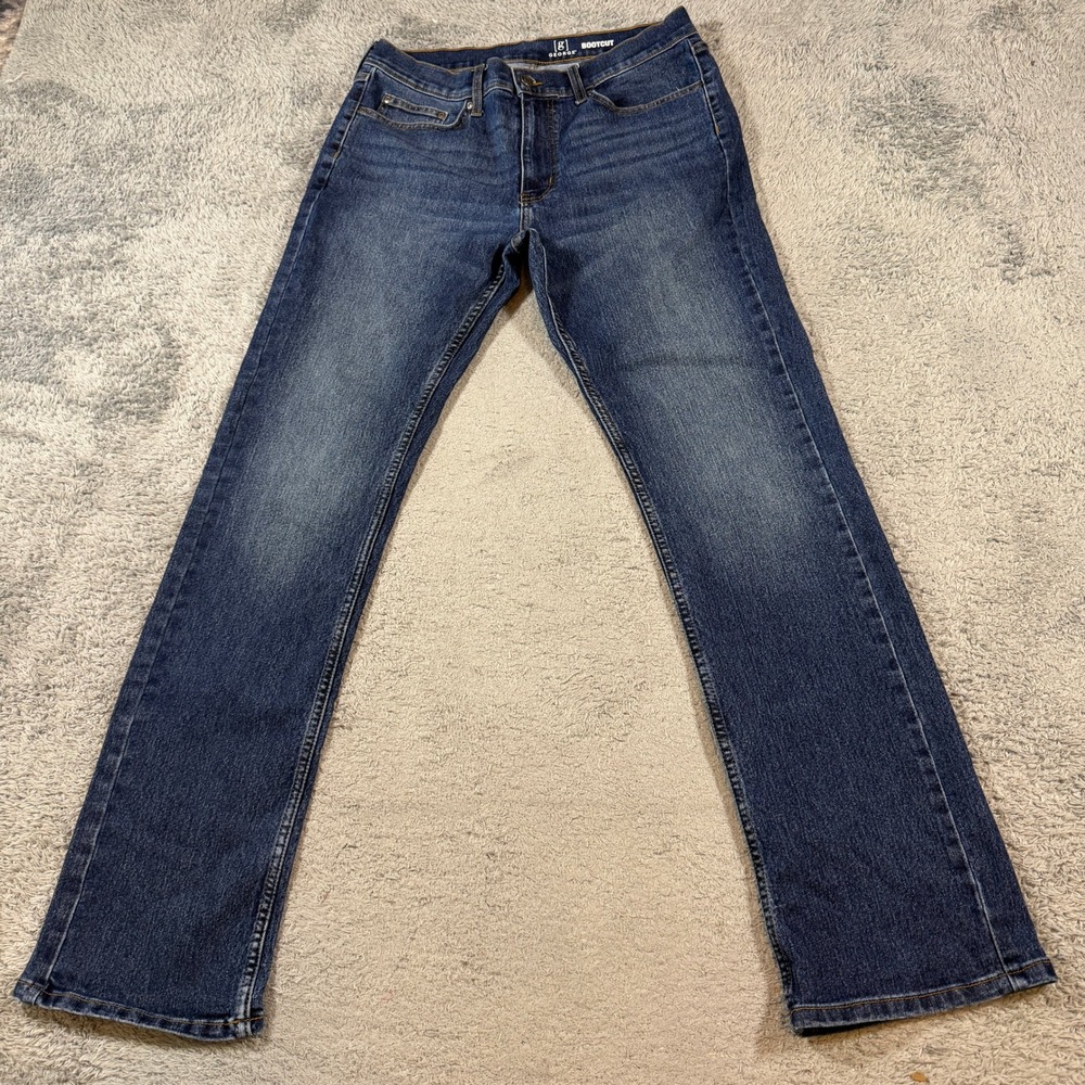 George Mens Bootcut Jeans 34x34 Medium Wash Blue Stretch Denim